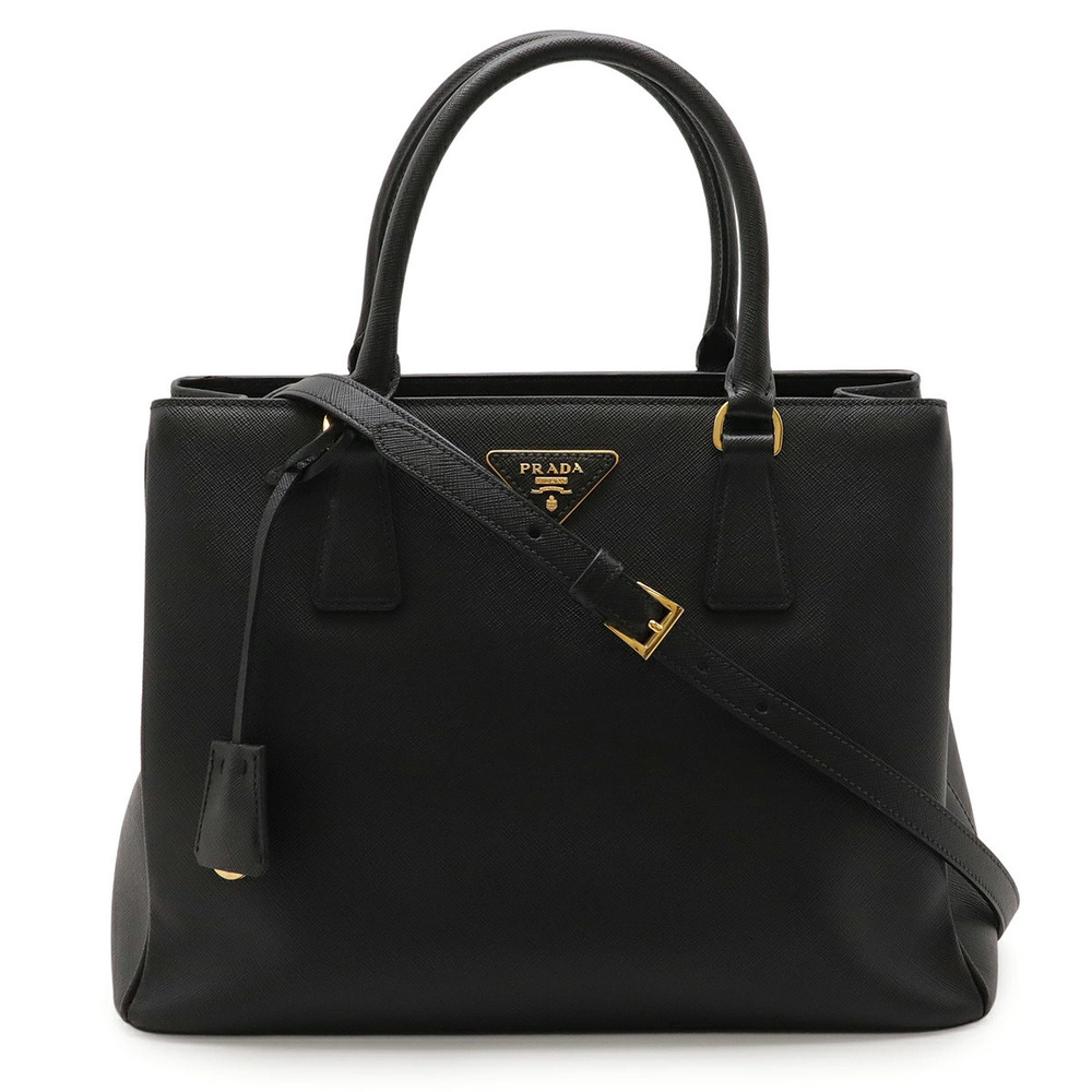 Prada Saffiano Lux Tote Bag Shoulder Leather NERO Black